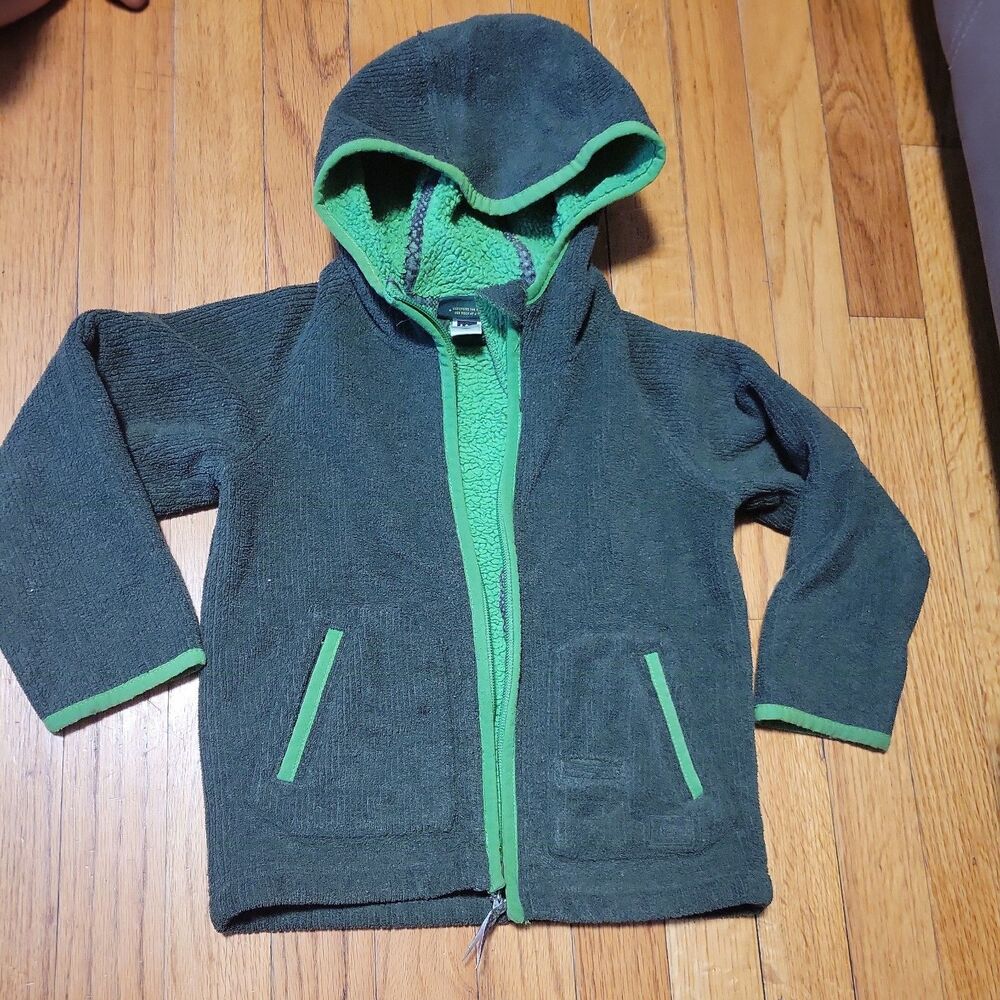 Boys REI Fleece Jacket Hooded Green Size 3t knitted soft comfy full zip